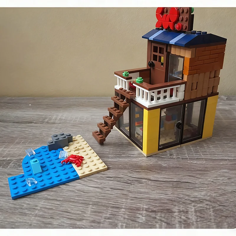 ตัวต่อ MOC บ้านริมชายหาด ชุดสร้างสรรค์ 3 1 ชุด จำนวน 231 ชิ้น ของเล่นประกอบเอง DIY เสริมสร้างความคิดสร้างสรรค์ ของขวัญคริสต์มาส ของขวัญวันเกิดสำหรับเด็ก
