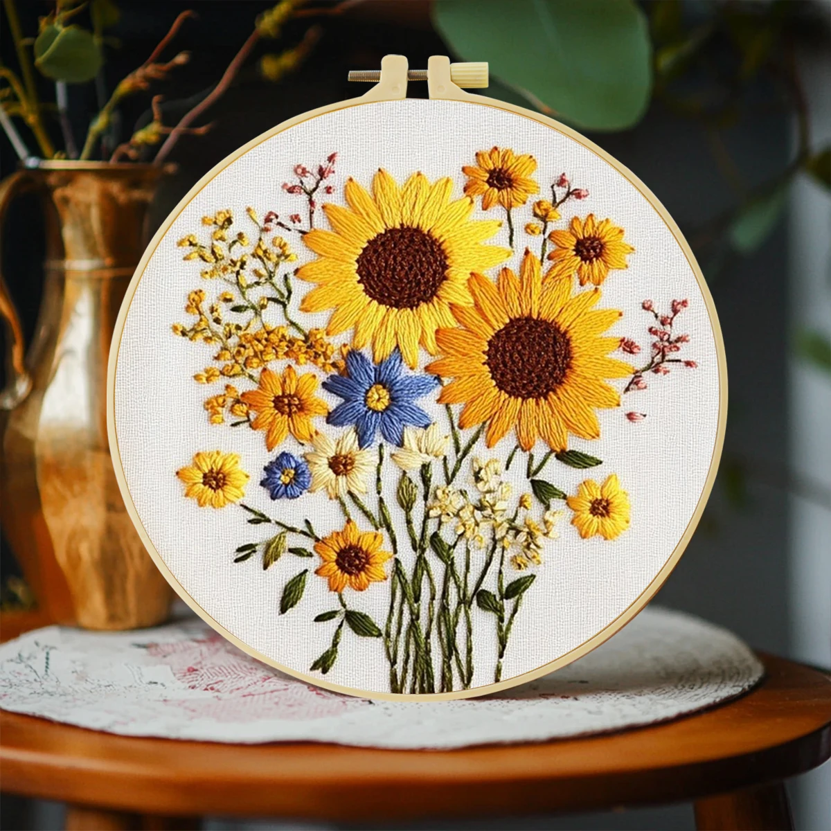 Das wunderschöne Blumen-DIY-Stickset für Anfänger ist zum Drucken, Nähen, Kunst, Basteln, Malen und Heimdekoration konzipiert – Detail 2