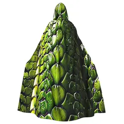 Snake Skin Green Snake Serpent Animal Print Viper Long Hooded Cloak Witch Costume Cosplay Cape HalloweenVampire Adult Unisex