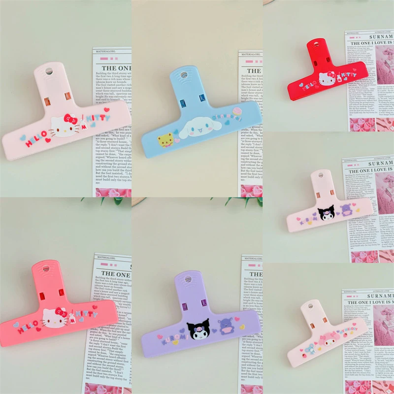 Sanrios Hellokittys Kuromi Magnetic Memo Clip for Paper Notes Book Clip Holder for Bills Stationery Supplies for Office School