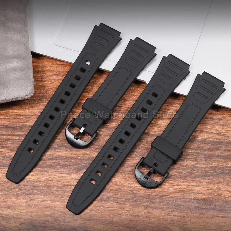 ​ ​ Cinturino per orologio in resina nera premium con connettore convesso da 18 mm per modelli Casio AW-82 F-84 W-217H/F-94W Resistenza agli urti ​ ​   Cinghia