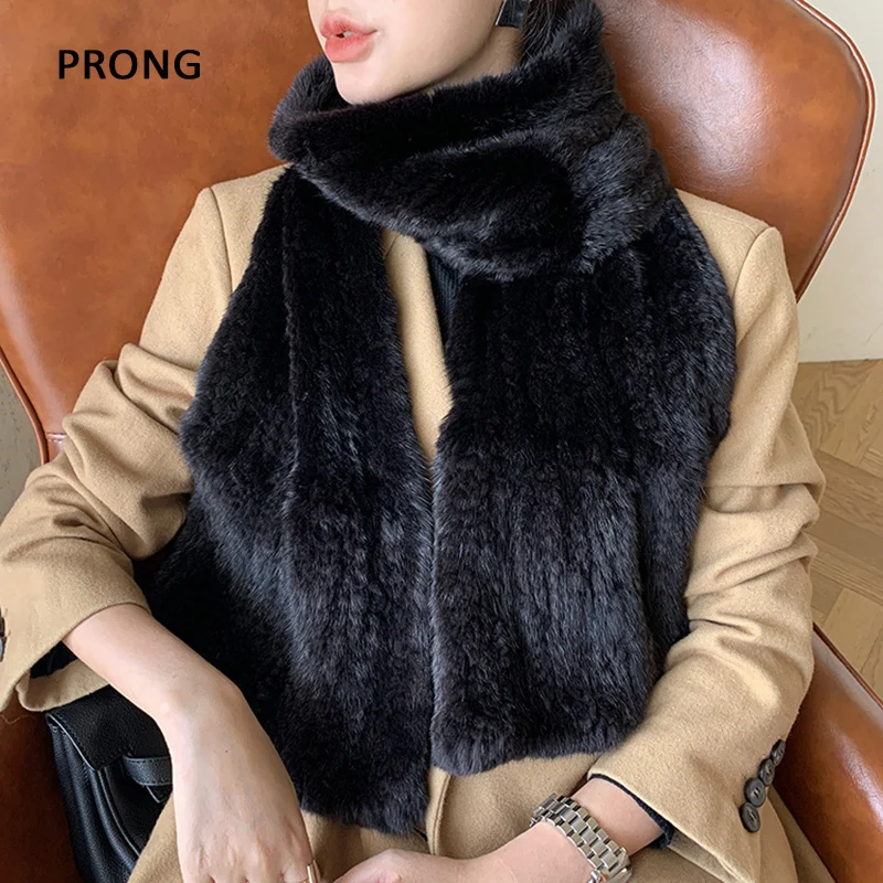 Luxury Mink Fur Shawl Scarf Winter Warm Long Style Mink Fur Scarf For Women Fur Neckerchief Real Mink Fur Scarves