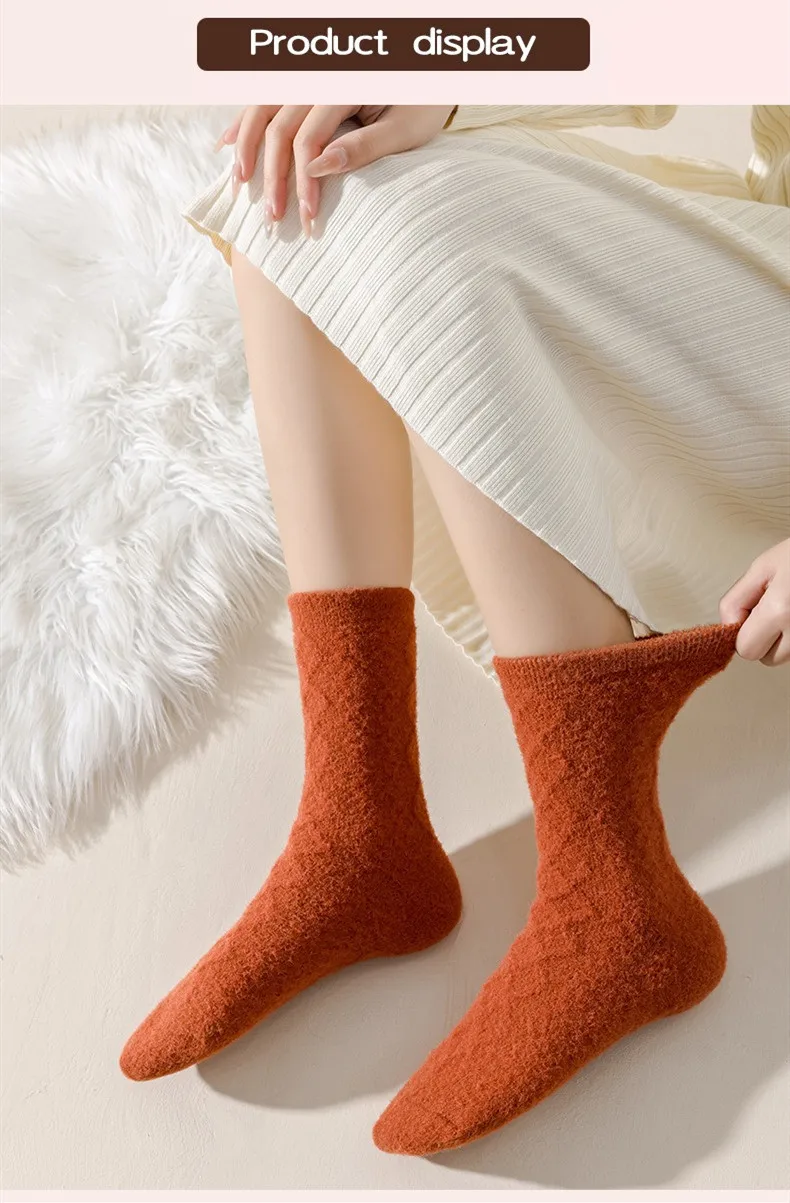Neue Kühle Frauen Schwarz Weiß Baumwolle Dicke Socke Solide Herbst Winter Warme Dame Weibliche Mittleren Rohr Boden Socken Für Frauen – Detail 32