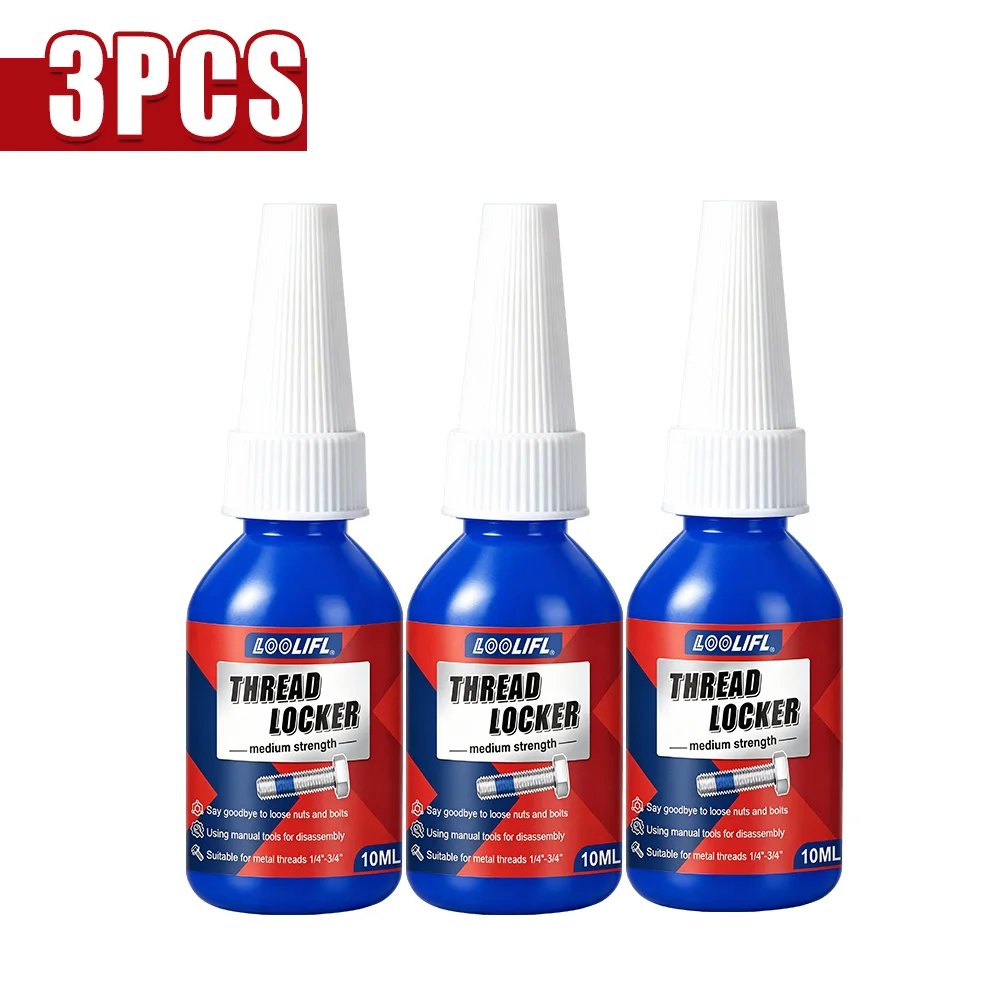 Loolifl-Blue-Threadlocker, ein Schraubenkleber und Gewindesicherungsmittel, verwendet fortschrittliche anaerobe Aushärtungstechnologie, harttrocknet bei Kontakt mit Metall und bietet starke