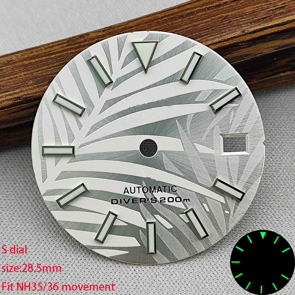 NH35 28.5mm dial S dial green luminous suitable for NH35 NH36 movement watch accessories repair tool