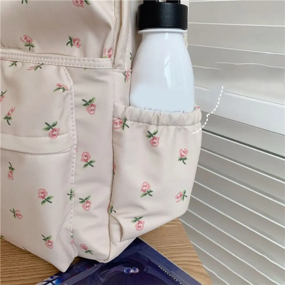 Bolso de hombro doble ligero con patrón Floral, mochila resistente al desgaste de nailon de gran capacidad, bolsa escolar para estudiantes y niños