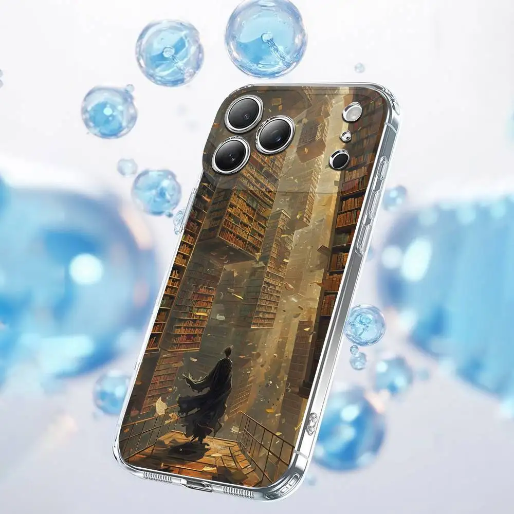 Estante de estudo livros capa de telefone para iphone 17,16,15,14,13,12,11 plus, pro, max, plus, e, ar, mini capa transparente