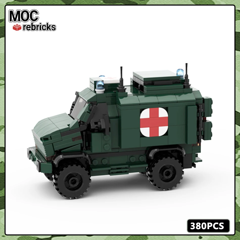 

Military Series MOC Bricks 4x4 Ambulance Suitable Soldier Building Block Collage Model DIY Kids Toys Hobbies Holiday Gifts