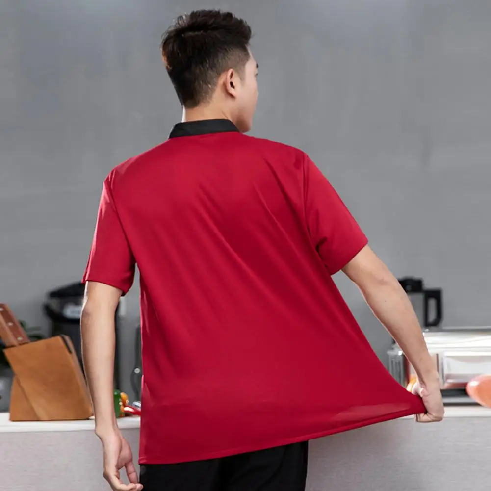 Double-breasted Chef Uniform Breathable Mesh Back Chef Jacket for Unisex Kitchen Hotel Bakery Food Service Stand Collar Short