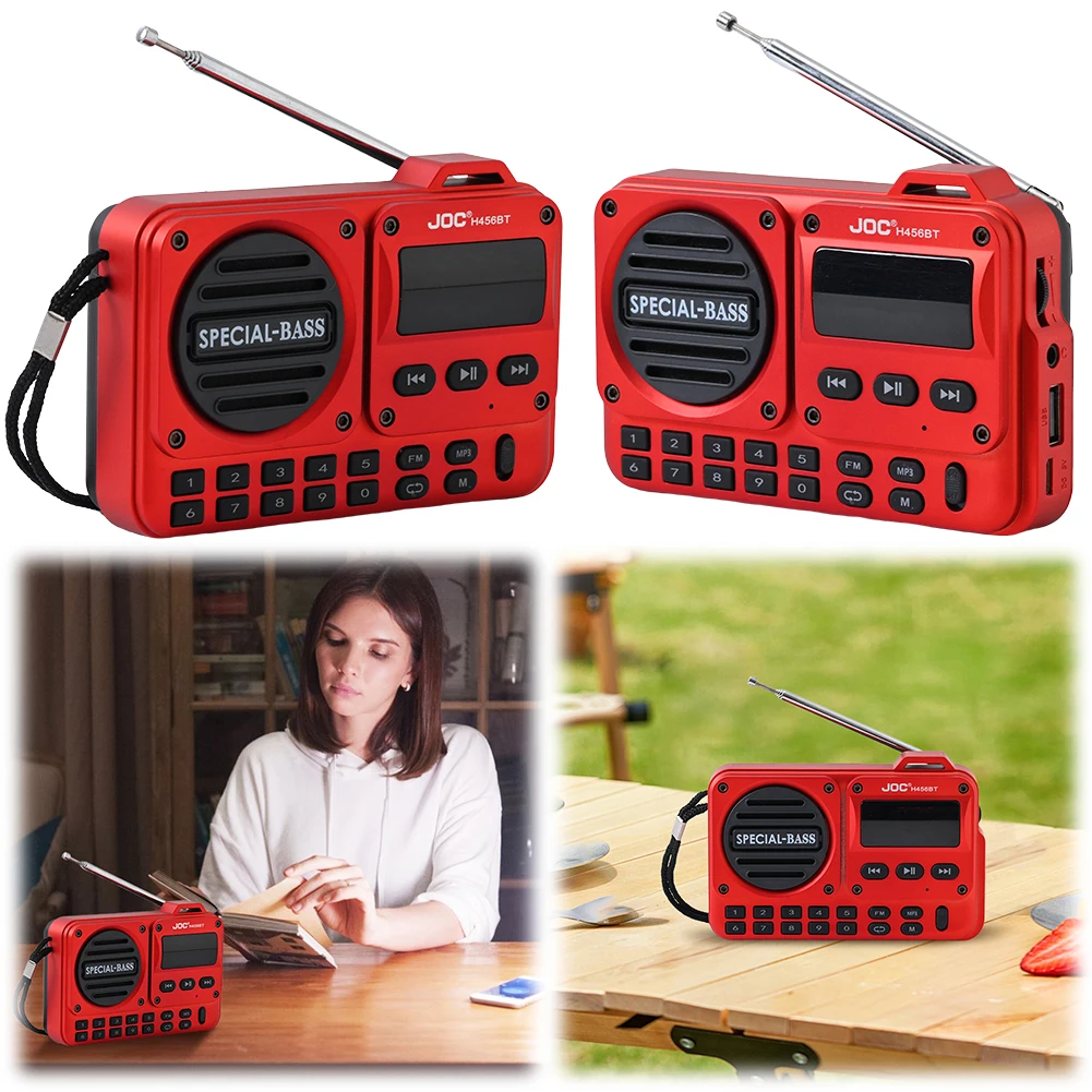 FM Portable Radio BT 5.4 Radio Speaker Rechargeable Digital Radio Recorder with LED Display for Home Travel Gifts Seniors