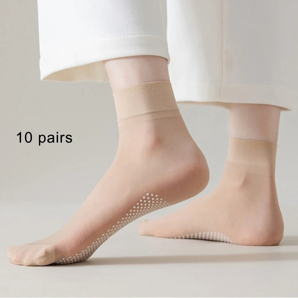 

Anti-Slip Stockings Invisible Nylon Socks Breathable Nylon Casual Fit Comfortable Socks Everyday Use Mid-calf Length