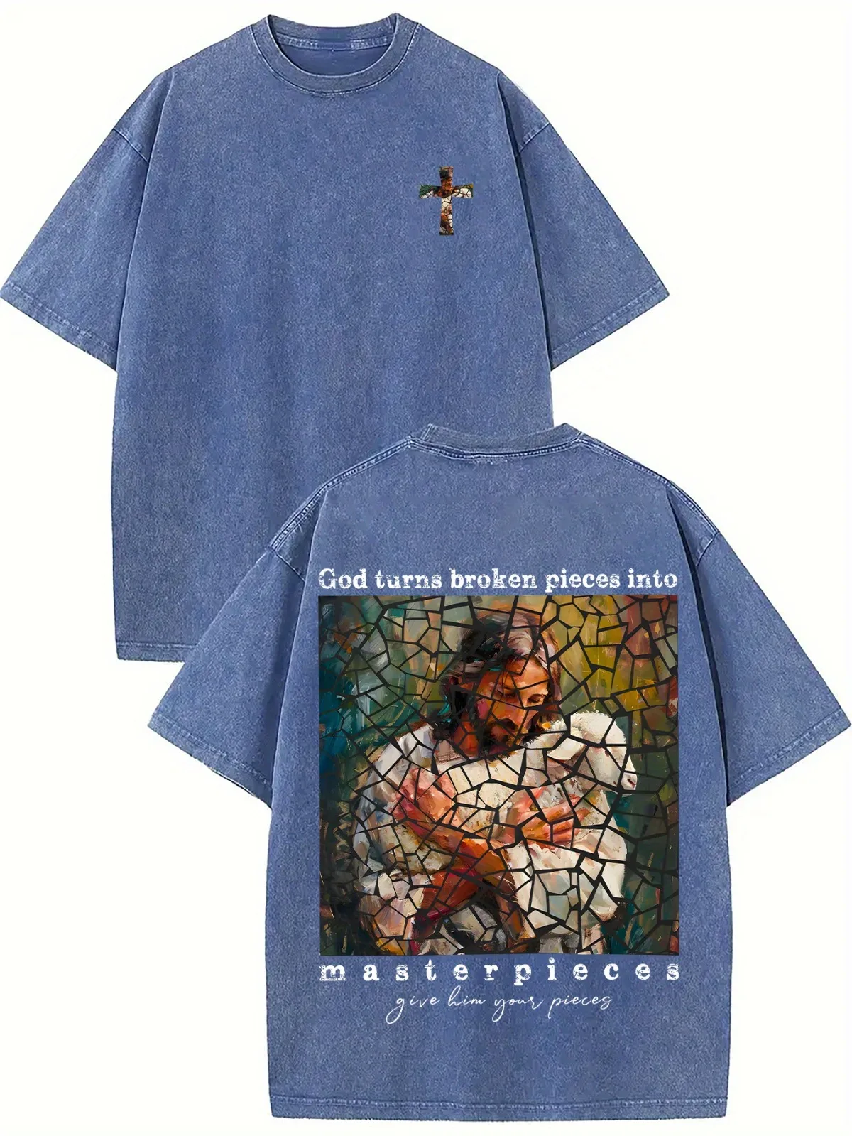 الرجال عارضة أزياء الرجعية غسلها القطن على الوجهين عميق الله نمط تي شيرت مطبوع السفر في الهواء الطلق الاتجاه الحضري خمر قمم