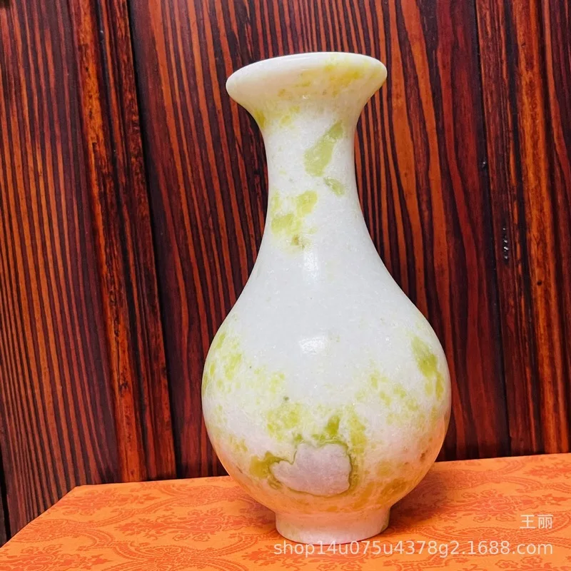 Afghan blue jade vase ornament for home living room, wine cabinet, Chinese-style home decor, TV cabinet, entryway display shelf,