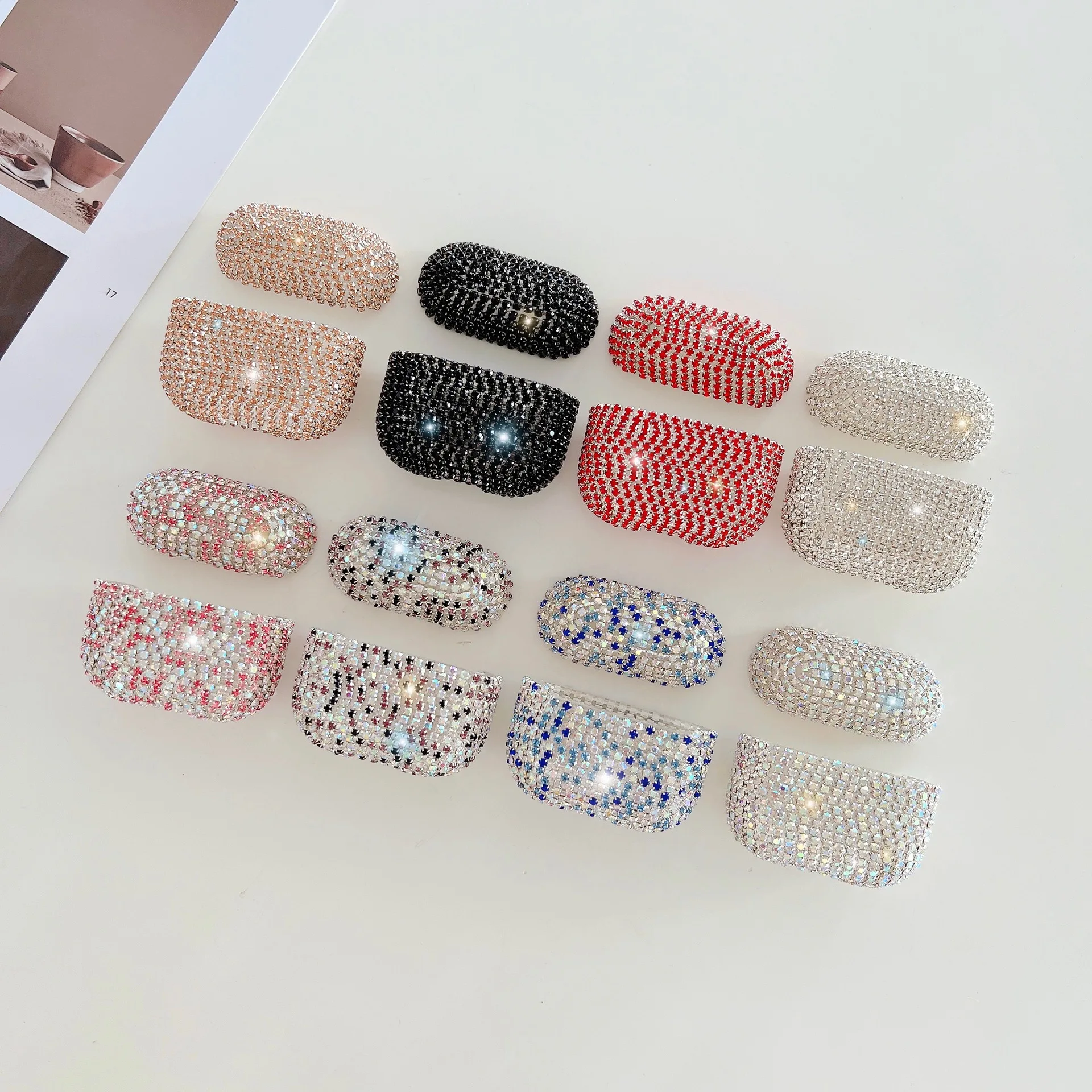 For Apple Airpods Pro 1 2 3 Generation Bluetooth Headphone Cover Blingbling Rhinestone Encrusted Flash Diamond Storage Case