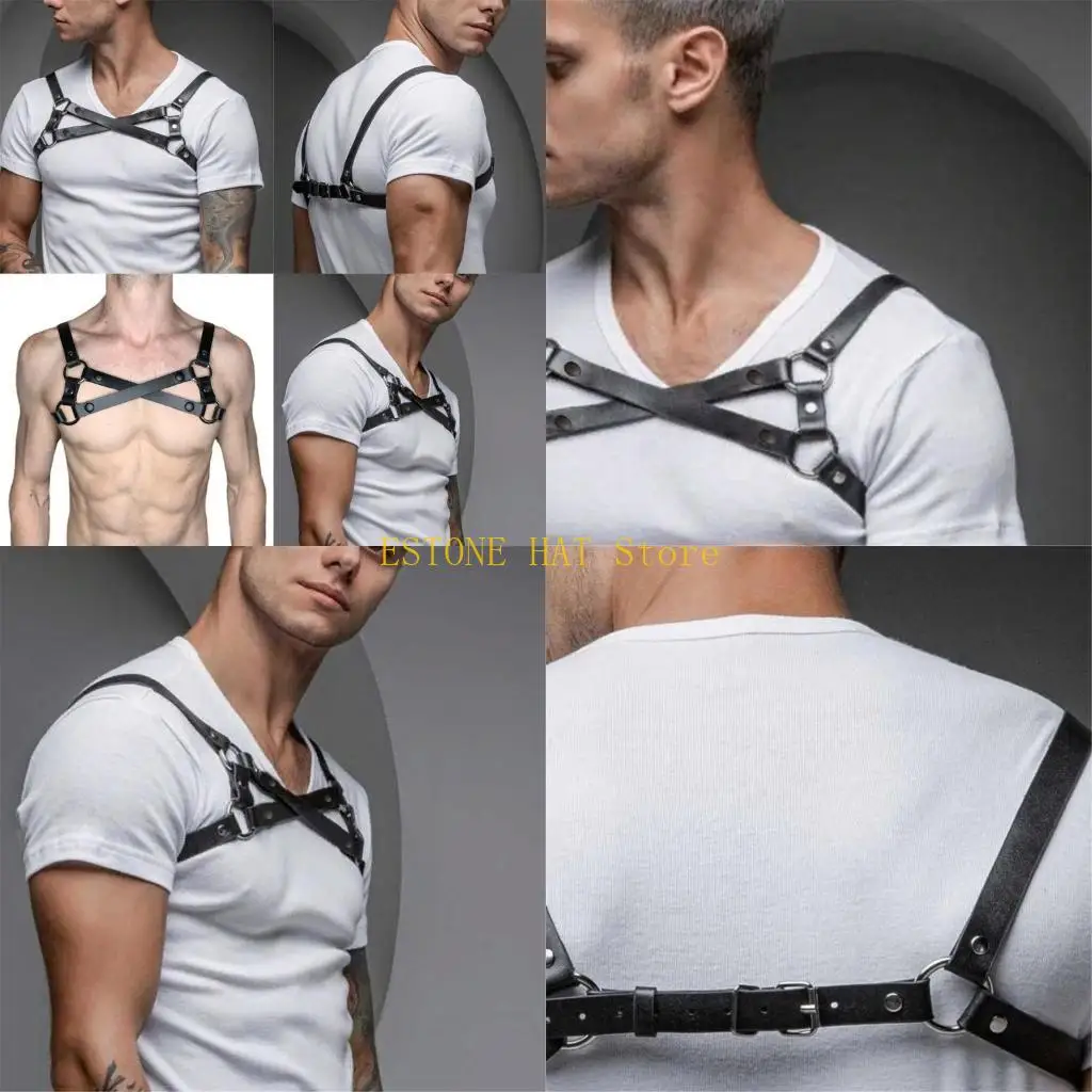 49mf Sex zurückhalten Brustband Punk Leder Brustgürtel Cosplay Kostümzubehör