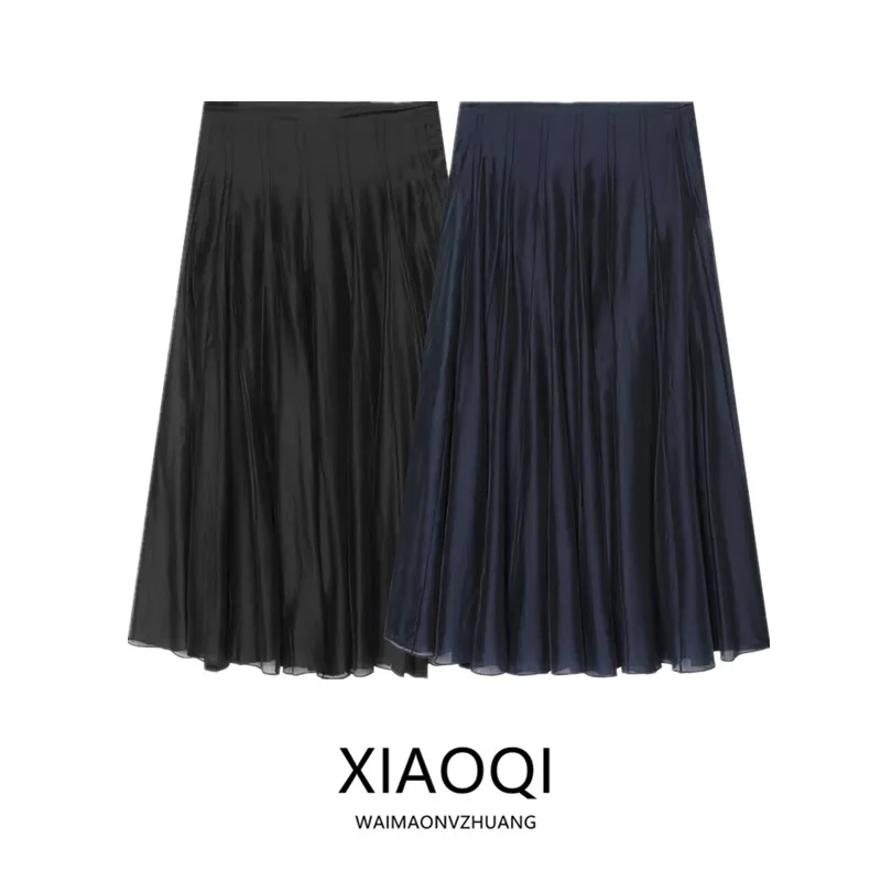 

Ladies Loose Fit A-Line Midi Skirt Spring Summer 2026 Draped Lazy Style Half-length Gown Comfortable Breathable Casual Skirt