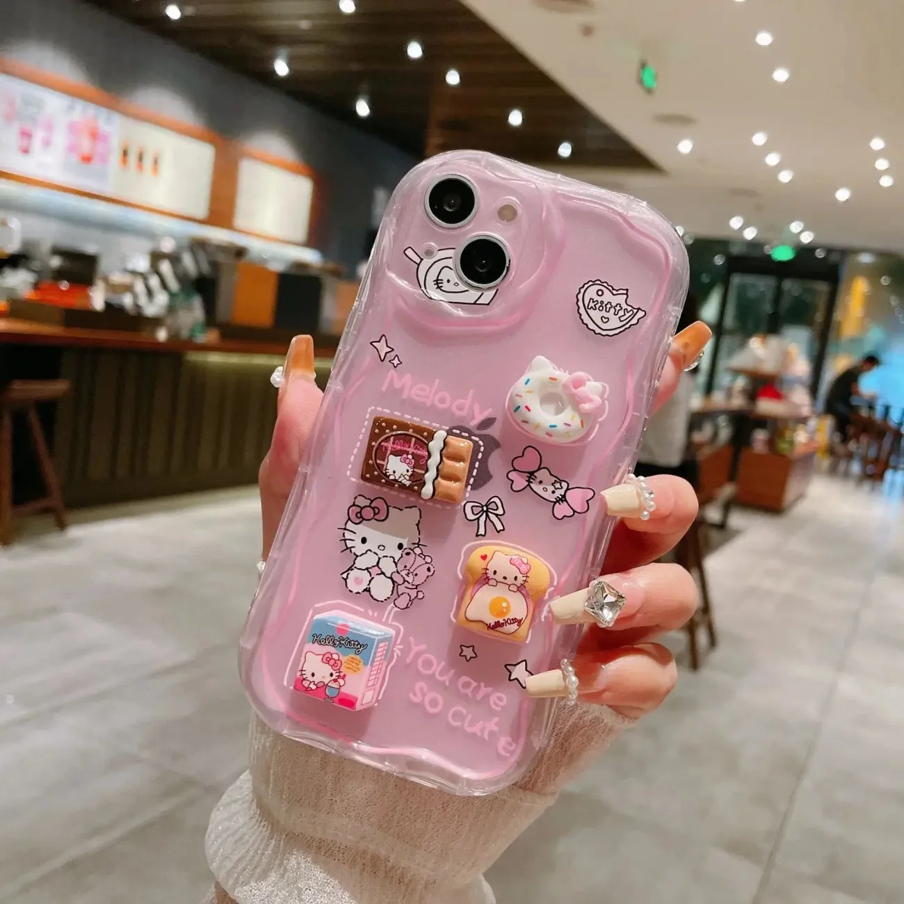 Y2k Hello Kitty My Melody With 3D Doll Bracelet Phone Case For Samsung Galaxy S25 S24 S23 S21FE Plus Ultra 4G 5G Wave Soft Cover