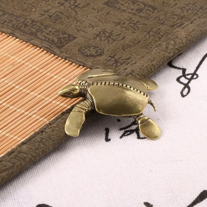 Chinese Ancient Turtle Brass Figurines Marine Organisms Vintage Home Garden Desk Decoration Tea Pet Retro Handicrafts