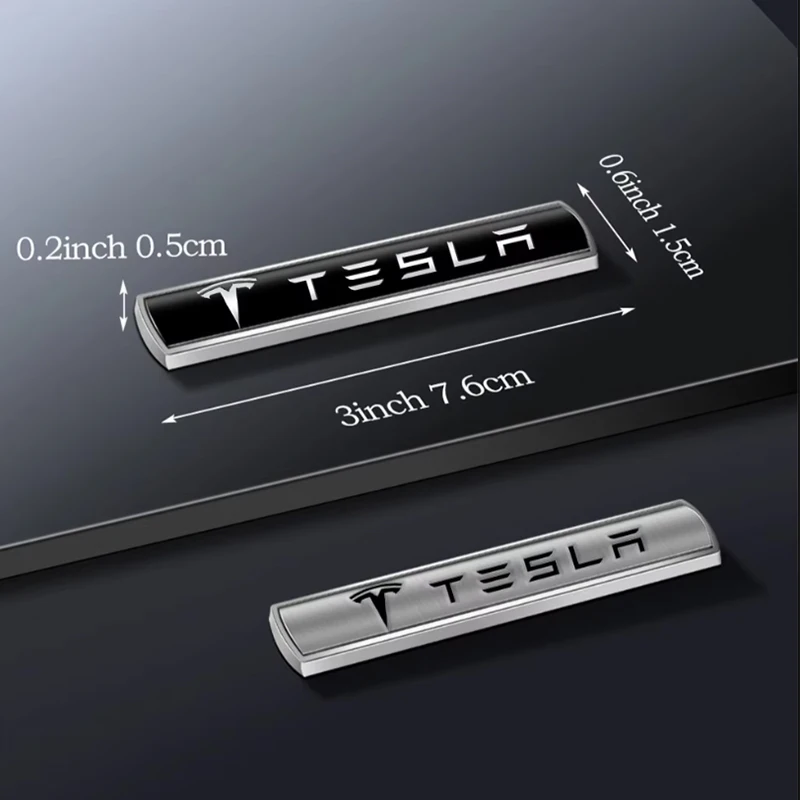 2Pcs Tesla Car Logo Badge 3D Metal Trunk Side Window Body Sticker Decals For Model 3 Model Y Model X S Auto Decorative Accessory