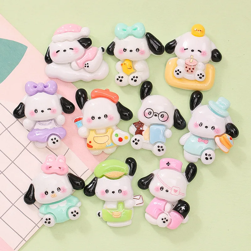 5pcs cartoon sanrio pochacco flatback resin charms crafts embellishments diy cabochons decoration accessories