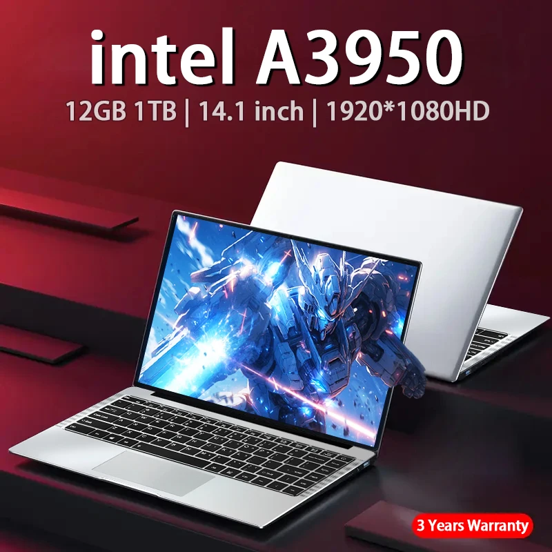 

2025 New Laptop Computer Windows 11 Intel Atom x7 A3950 Notebook PC Gamer 12GB RAM 1TB 2TB SSD 1920*1080 Office Study Computer