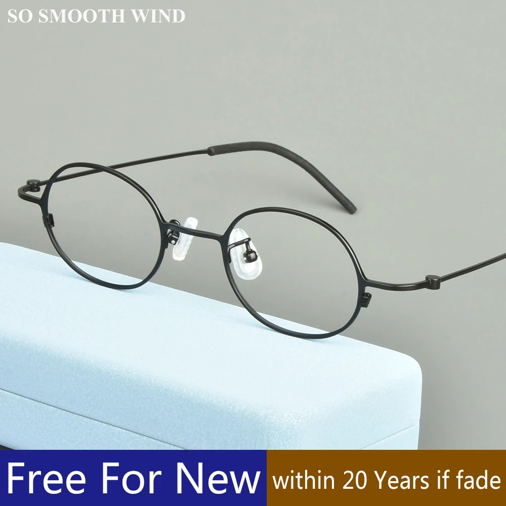 Ultralight Pure Titanium Small Round Glasses Frame for High Degree Handmade Men Women Oval Optical Eyeglasses Myopia Spectacles