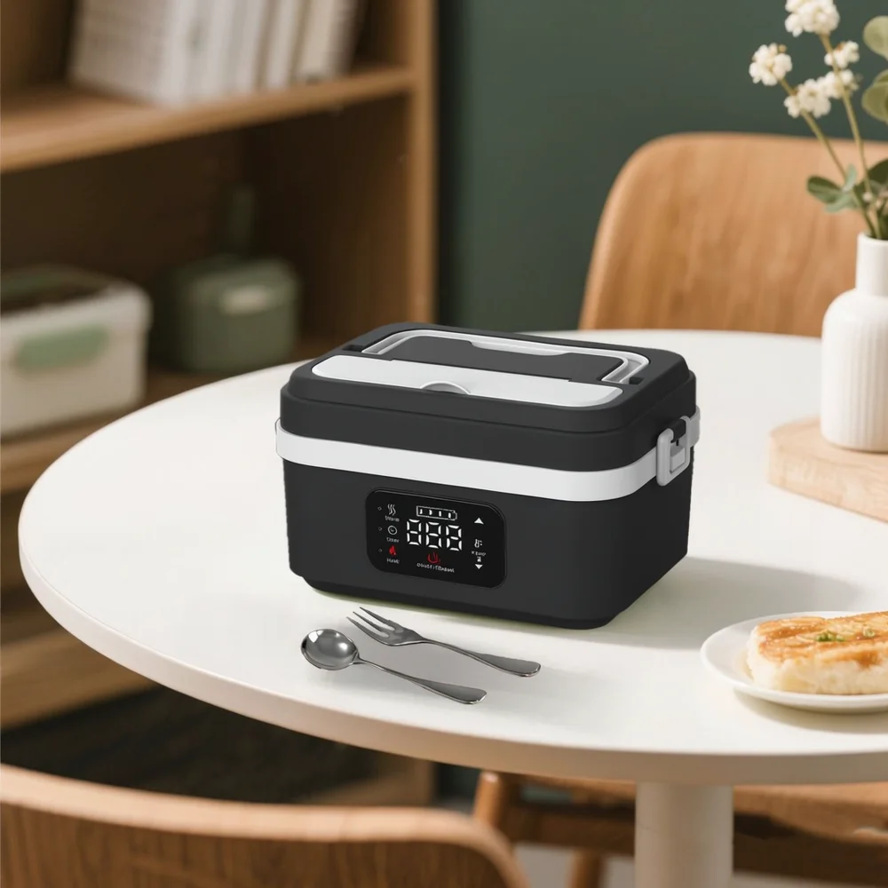 Wireless Heating Lunch Box Portable Food Warmer Stainless Steel Bento Container For Travel Work Electric Lunch Box