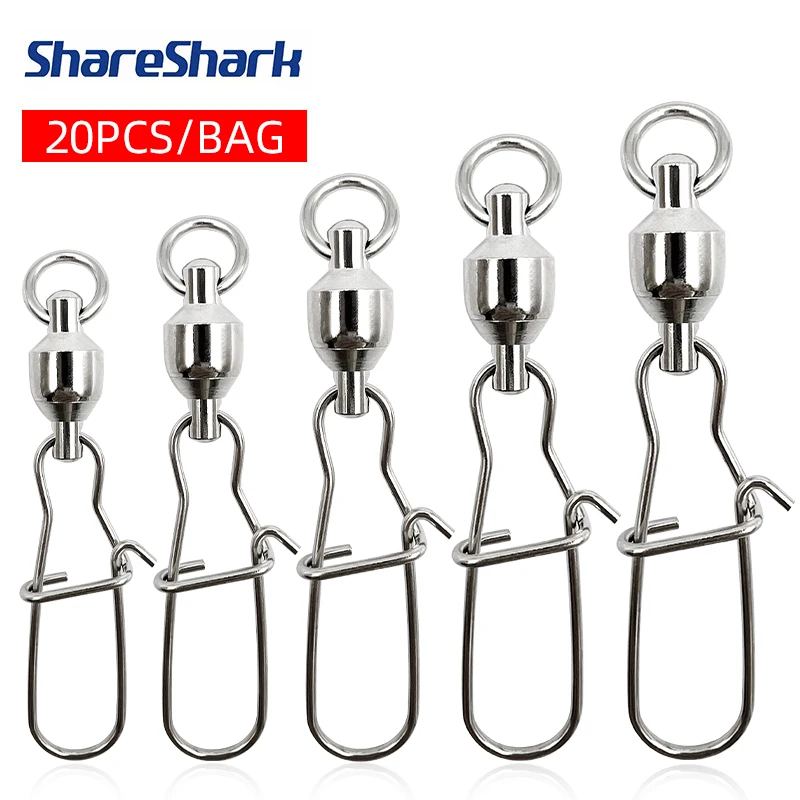 ShareShark 20 peças de aço inoxidável figura de alta velocidade oito conector de pino giratório rolamento giratório pino reforçado equipamento de pesca