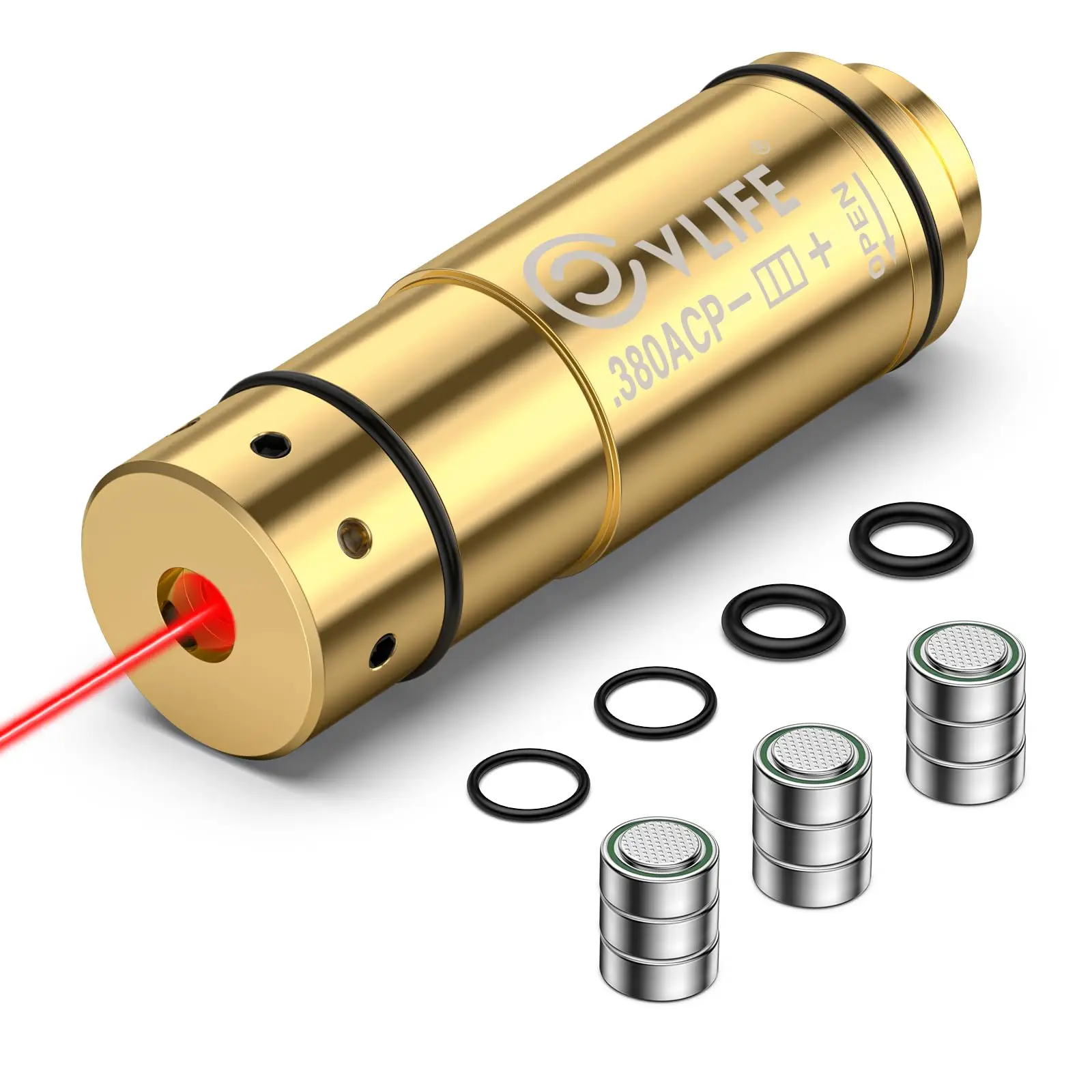 Rifle Scopes Hunting Red Laser .380 ACP Dry Training Cartridge with 9 Batteries 4× Spare O-rings 6× Rubber Plugs 2× Pins