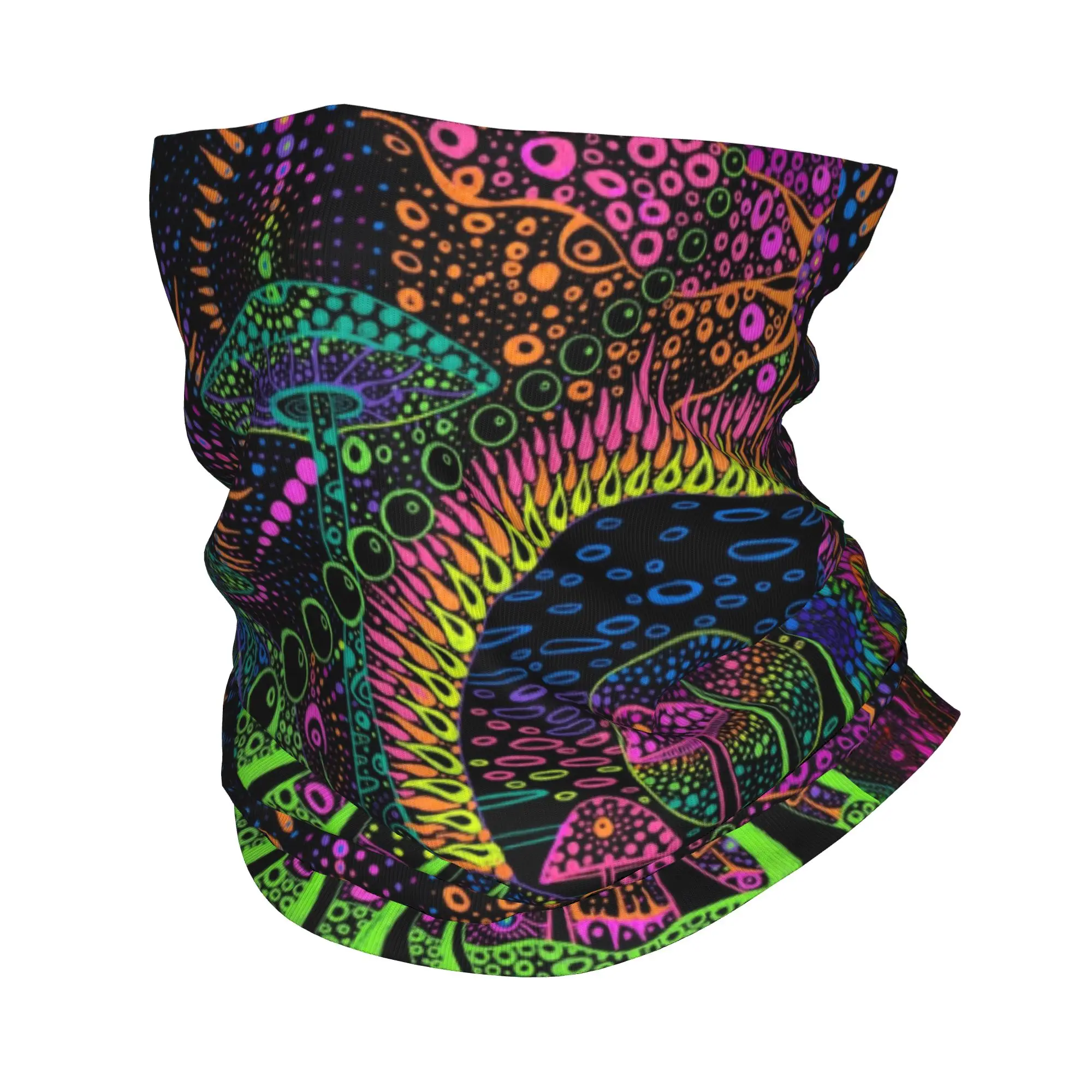 Magic Mushroom Trippy Psychedelic Neon Pastel Goth Bandana Neck Gaiter UV Protection Face Scarf Cover Headwear Tube Balaclava