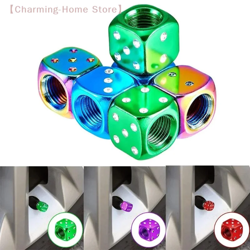 

【M】4Pcs Aluminum Alloy Tire Valve Caps Dice Wheel Stem Tyre Tire Wheel Stem Air Valve Dust Cover For Car Truck Motorcycle Bike