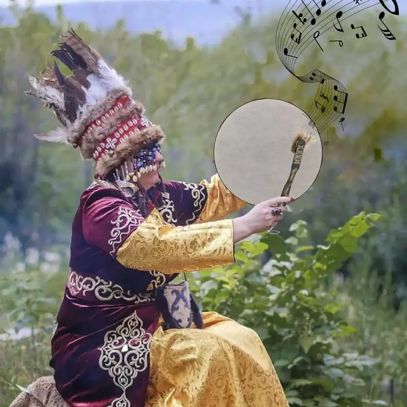 Leather Shaman Durm Musical Percussion Instrument Decoration Leather Hand Drum For Music Lovers Sound Healing Tool 