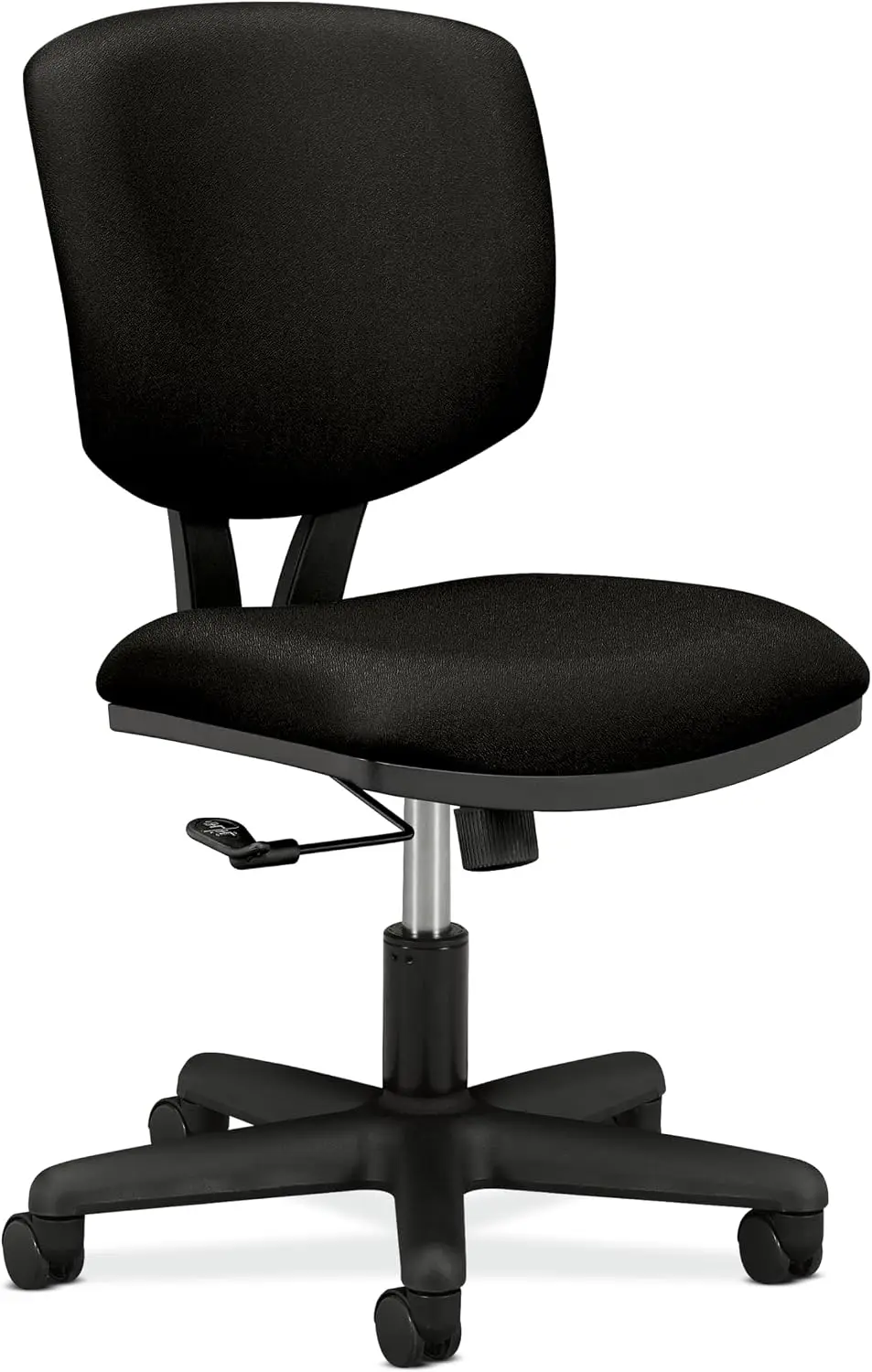 Armless Office Desk Chair Organizer Swivel Computer Seating, Ergonomic Task Chair For Workstation Study, Rolling Fabric Furniture, Modern Style, Black, One Piece Set