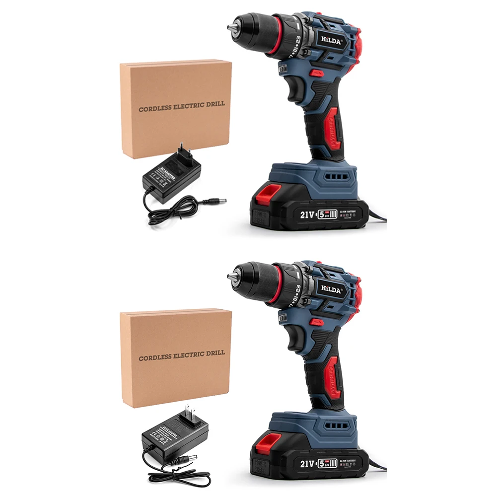 21V สกรู 40N.M แรงบิด Multi-Function ไขควงไฟฟ้าแบบชาร์จไฟได้ 2 ความเร็ว 23 การตั้งค่าแรงบิดเครื่องมือ