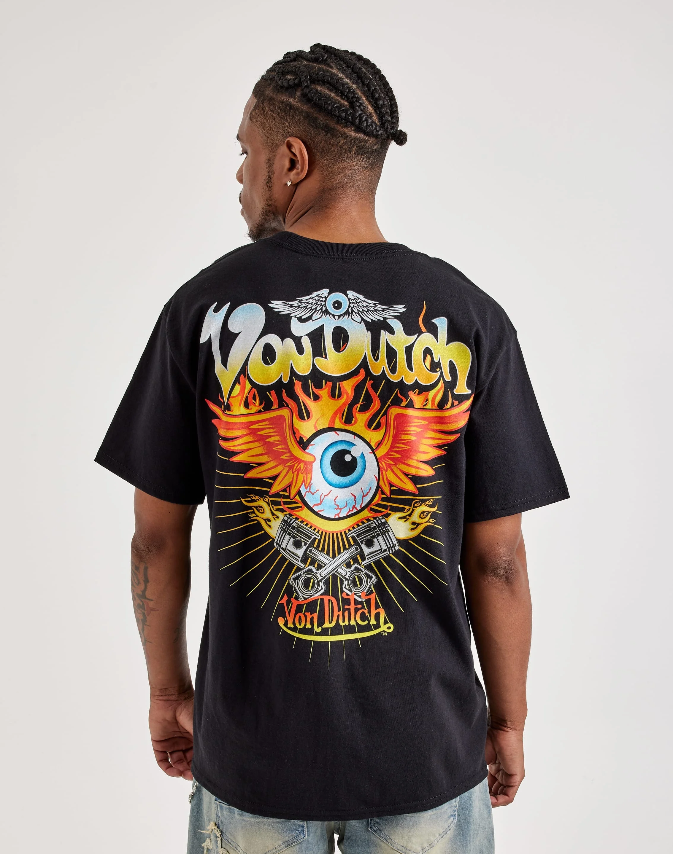 Vintage Motorradfahrer T-Shirt mit beidseitigem Druck für Männer, Y2K Retro Vorder- und Rückseitengrafik, Oversized Sommer Streetwear Casual Tees – Detail 4