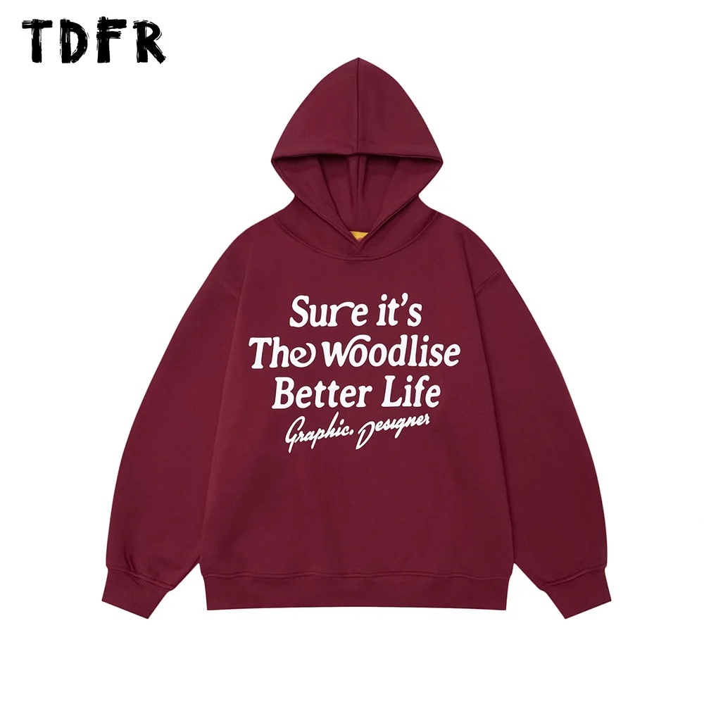 

Autumn Letter Print Hoodies Mens Casual Streetwear Loose Drop Shoulder Long Sleeve Hooded Sweatshirts Men