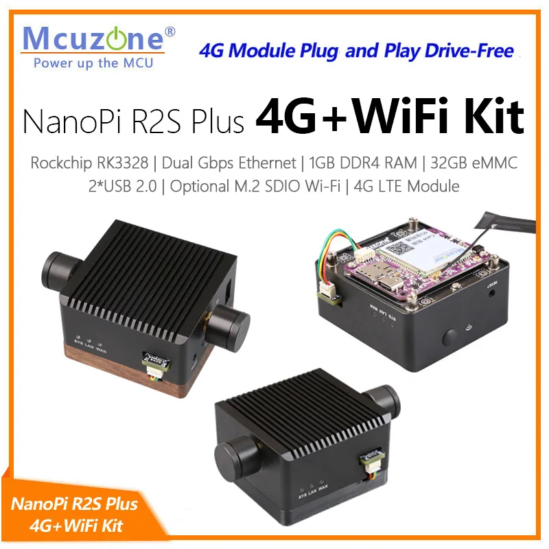 NanoPi R2S Plus 4G and WiFi Kit RK3328 openwrt Ubuntu 1GB DDR and 32G eMMC