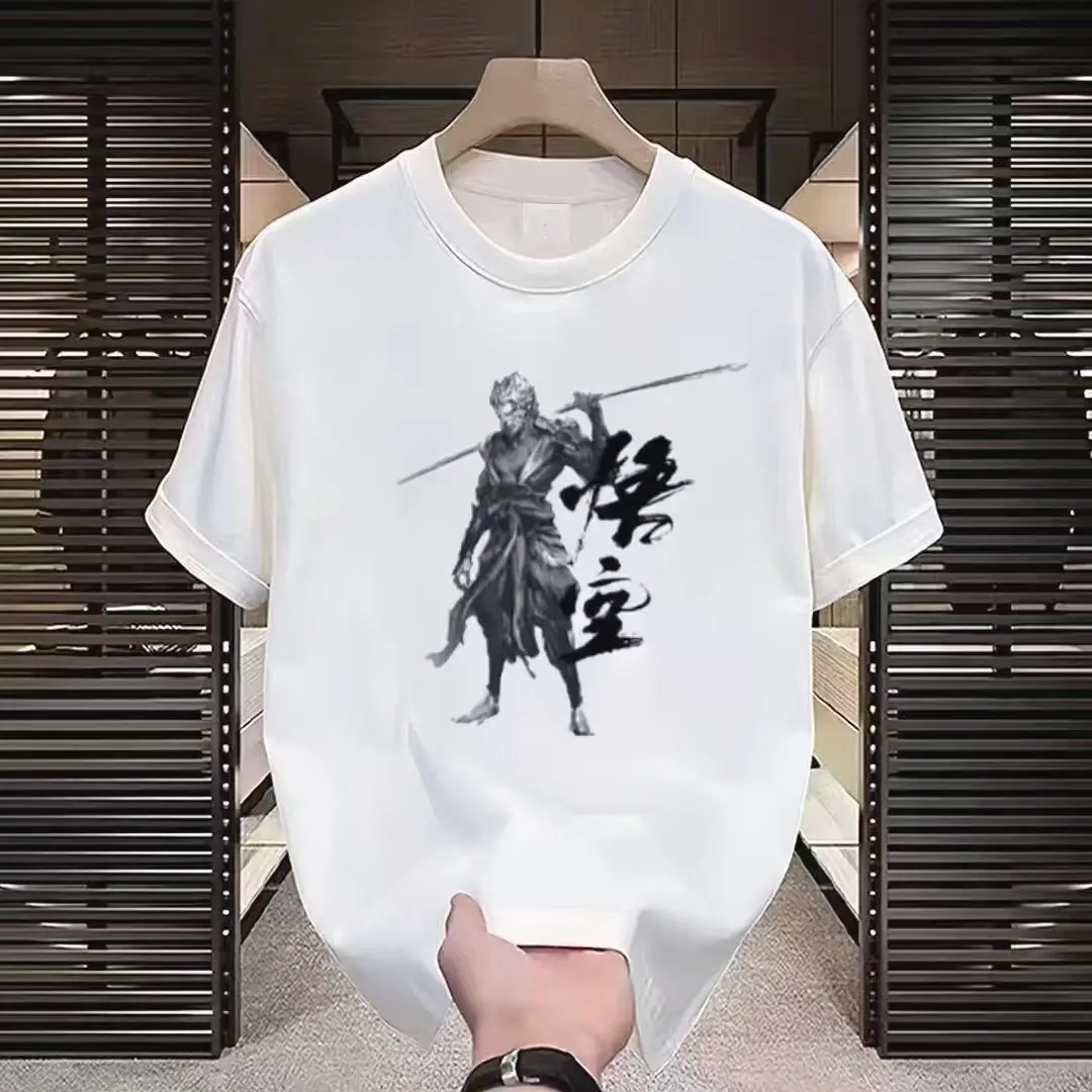 100% Puur Katoen Zwart Mythe Wukong T-Shirt Trendy Merk Game Perifere Koreaanse Versie Veelzijdige Casual Niche Korte Mouwen Tops