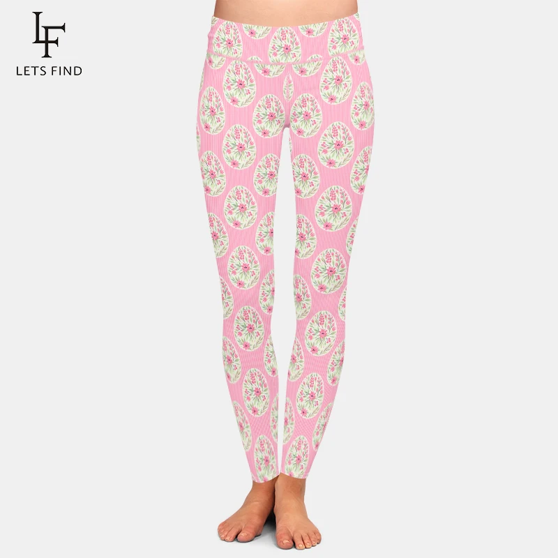 LETSFIND 2023 primavera nuove donne 3D Happy Easter Rabbit and Egg Print Leggings vita alta Fitness Sexy Skinny Stretch Legging