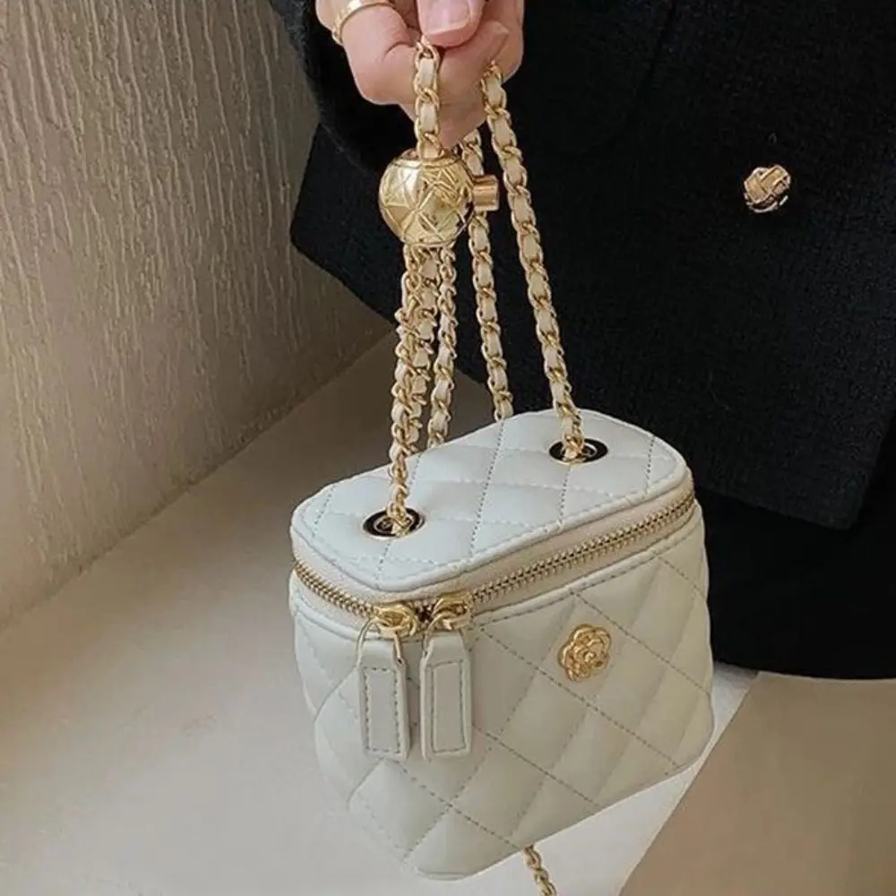 Camellia Small Shoulder Bag Fashion Chain Strap Rhombus Bucket Bag Crossbody Bag