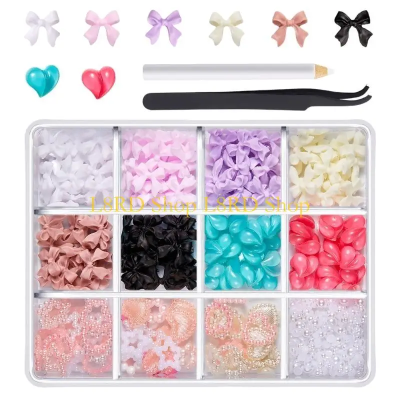L8RD 1box Chuyên nghiệp Nails Charm cho Nails Nails Nhinestones Trang trí móng tay