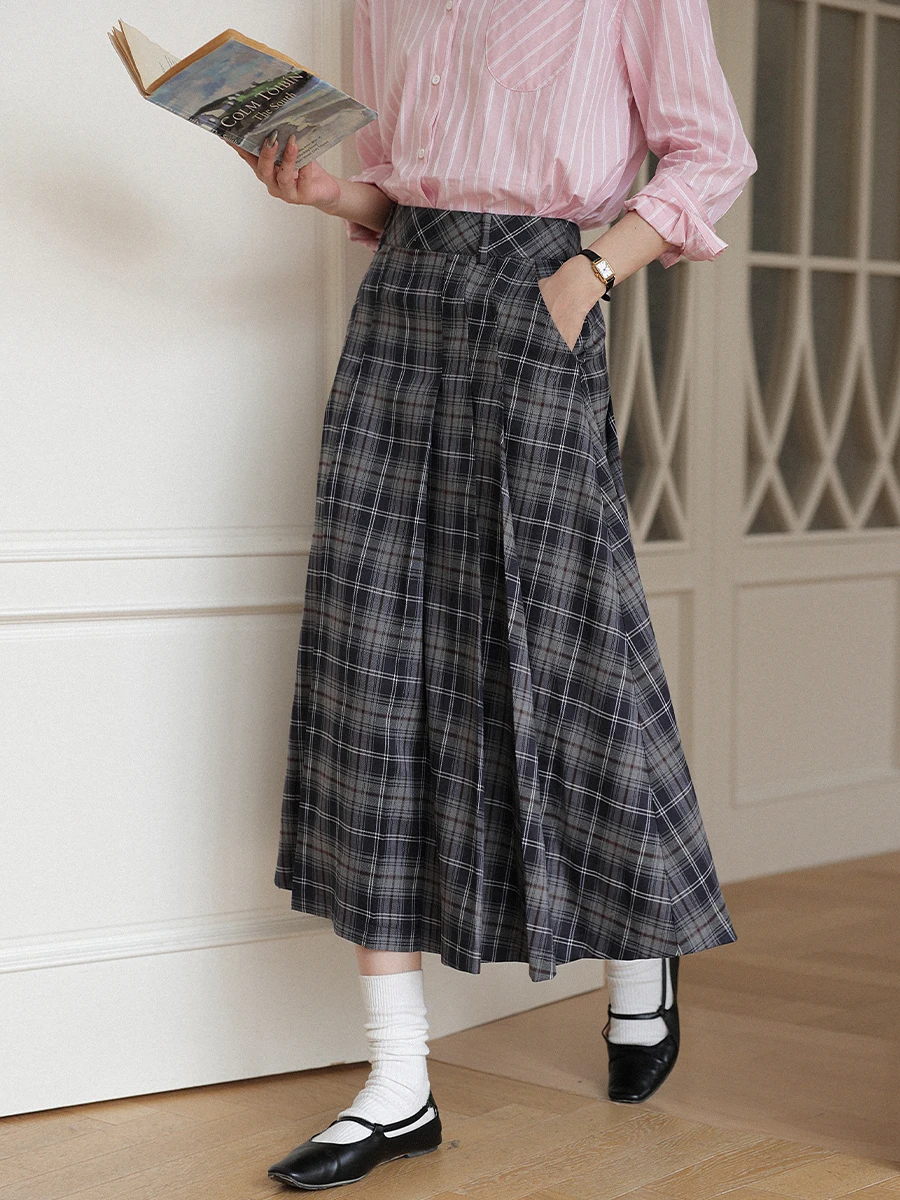 

Юбка-трапеция с высокой талией, брюки, длинные миди с клетчатым узором, универсальные женские брюки премиум-класса Faion Spring 2025 ket Detail