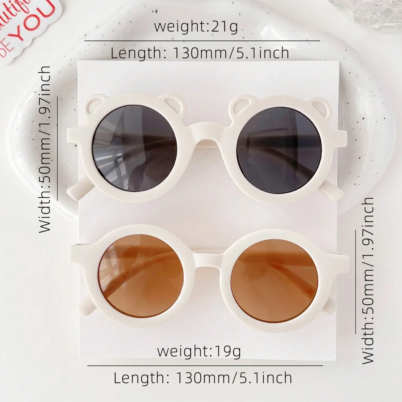 2Pcs  Cute Round Bear Kids  Fashion Glasses  Protection Eyewear,Card Only Show,Don't Shipping