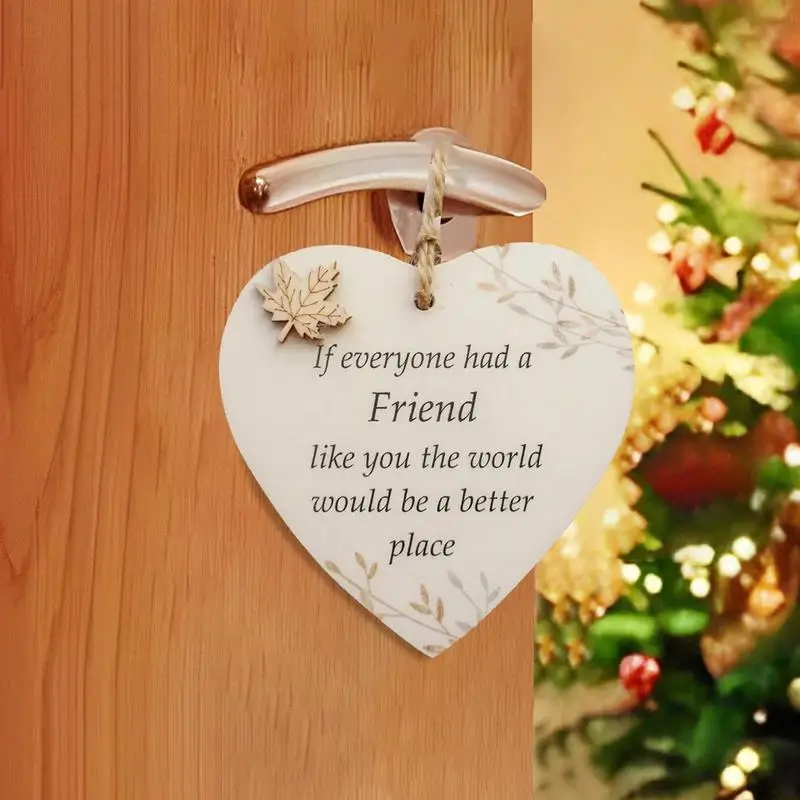 Friendship Heart Shape Wooden Hanging Sign Best Friend Love Plaque Ornament For Birthday Gift To Friend Keepsake