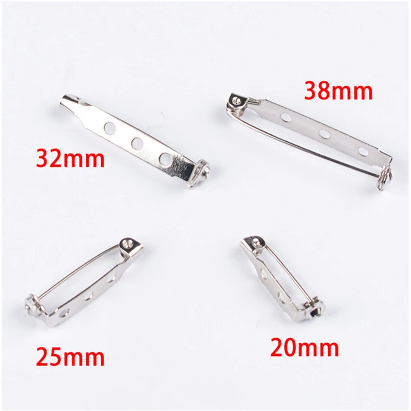 20PCS/bag 2.0cm/2.5cm/3.2cm/3.8cm Silvery Safety Base Back Pin Iron Brooch Badge Holder Jewelry Making Handmade Wholesale