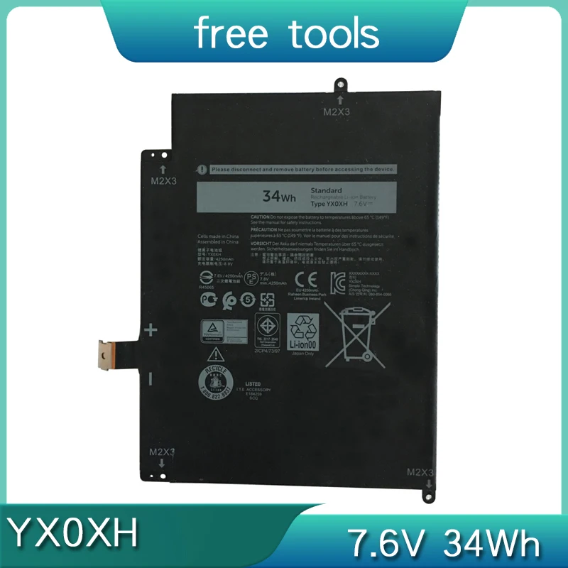 Новый аккумулятор для ноутбука YX0XH YXOXH 7,6 В 34 Втч для Dell Latitude 12 7000 7285 2-в-1 OWYCVV 0WYCVV C668F 0C668F