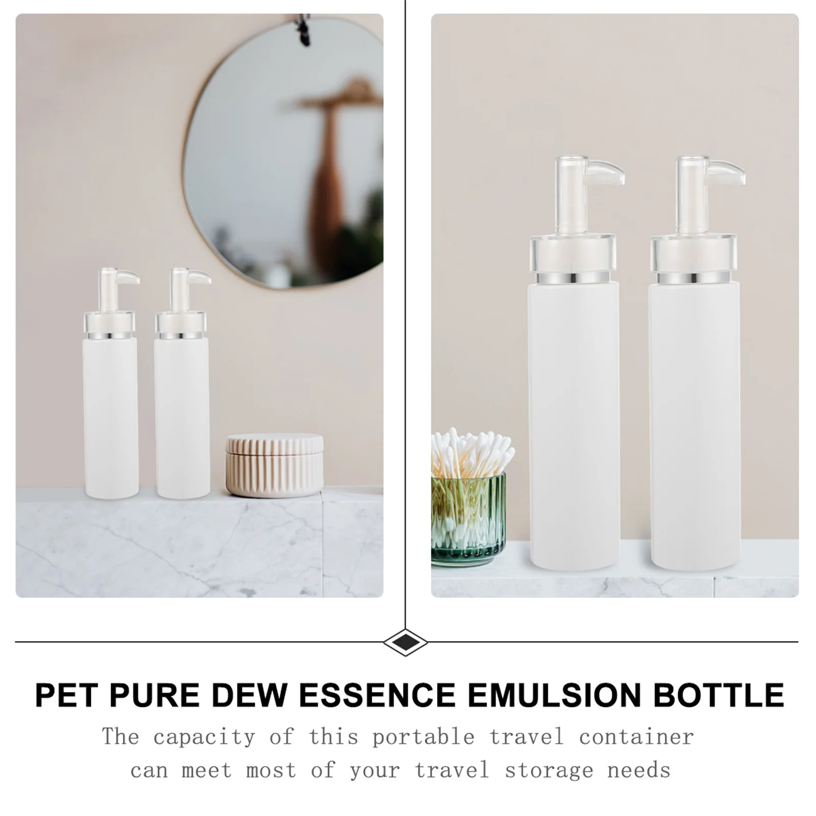 

2Pcs Lotion Bottle Portable Pump Dispensers Travel Size Refillable Shampoo Containers Toiletries Lotion Bottle