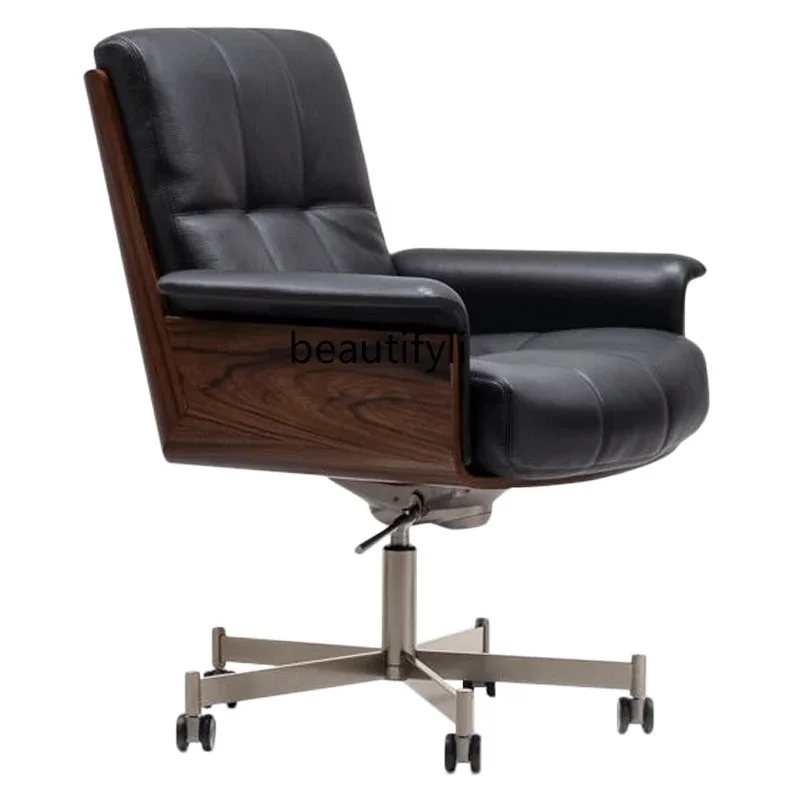 

C Hong Kong-style rotatable minimalist rosewood high-end leather, Italian postmodern office chair