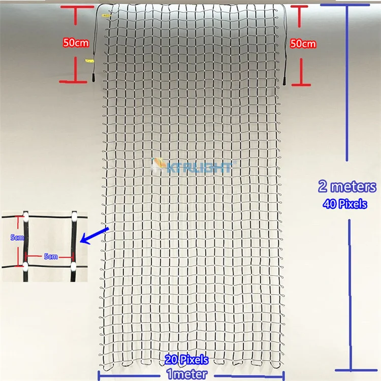 DC12V 5cm Spacing 1M (20 Pixels) * 2M (40 Pixels) Addressable RGB Intelligent Bold LED Pebble/Seed Flexible Matrix Grid Screen