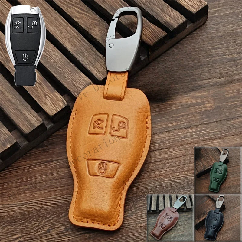 Z+ Genuine Leather Car Smart Key Case Cover For Benz C300 C350 AMG GLA GLC GLK SLK